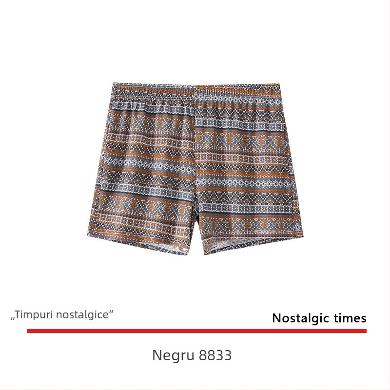 Boxeri bărbați din bumbac, croială relaxată, talie medie, țesătură jacquard, imprimeuri camuflaj și geometrice, respirabili