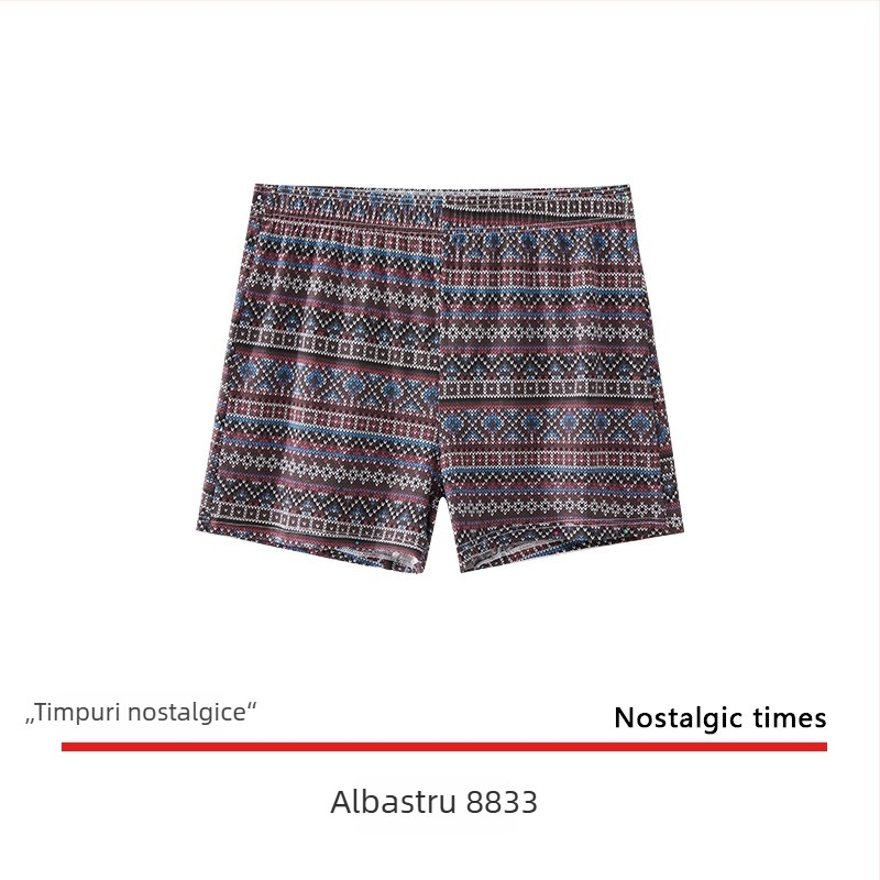 Boxeri bărbați din bumbac, croială relaxată, talie medie, țesătură jacquard, imprimeuri camuflaj și geometrice, respirabili