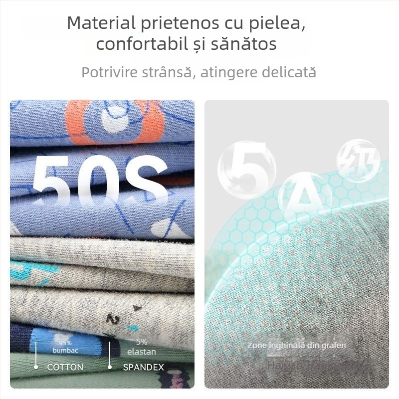Boxeri pentru băieți adolescenți, din amestec de bumbac, imprimeu la modă, talie medie, fără cusături