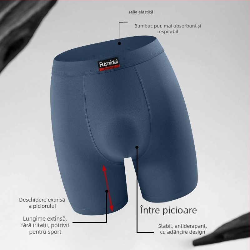 Boxeri bărbați din bumbac, talie înaltă, respirabili, sport