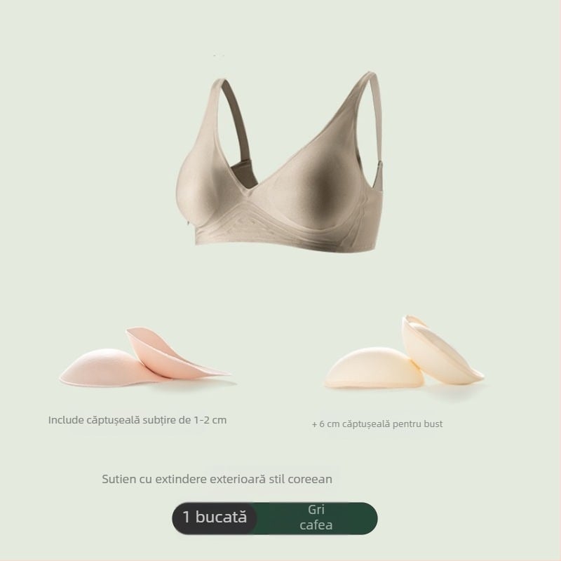 Sutien fără cusături cu extindere laterală de 6 cm și ridicare de 4 cm, inspirație coreeană pentru un bust mai plin, talie mai subțire și modelare a spatelui