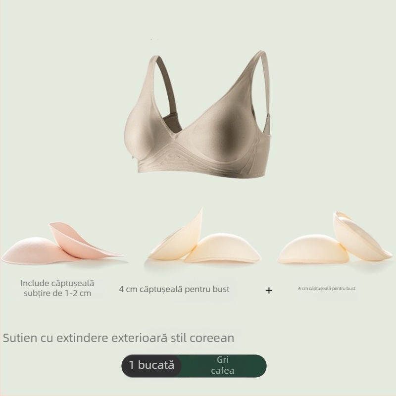 Sutien fără cusături cu extindere laterală de 6 cm și ridicare de 4 cm, inspirație coreeană pentru un bust mai plin, talie mai subțire și modelare a spatelui