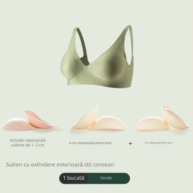 Sutien fără cusături cu extindere laterală de 6 cm și ridicare de 4 cm, inspirație coreeană pentru un bust mai plin, talie mai subțire și modelare a spatelui