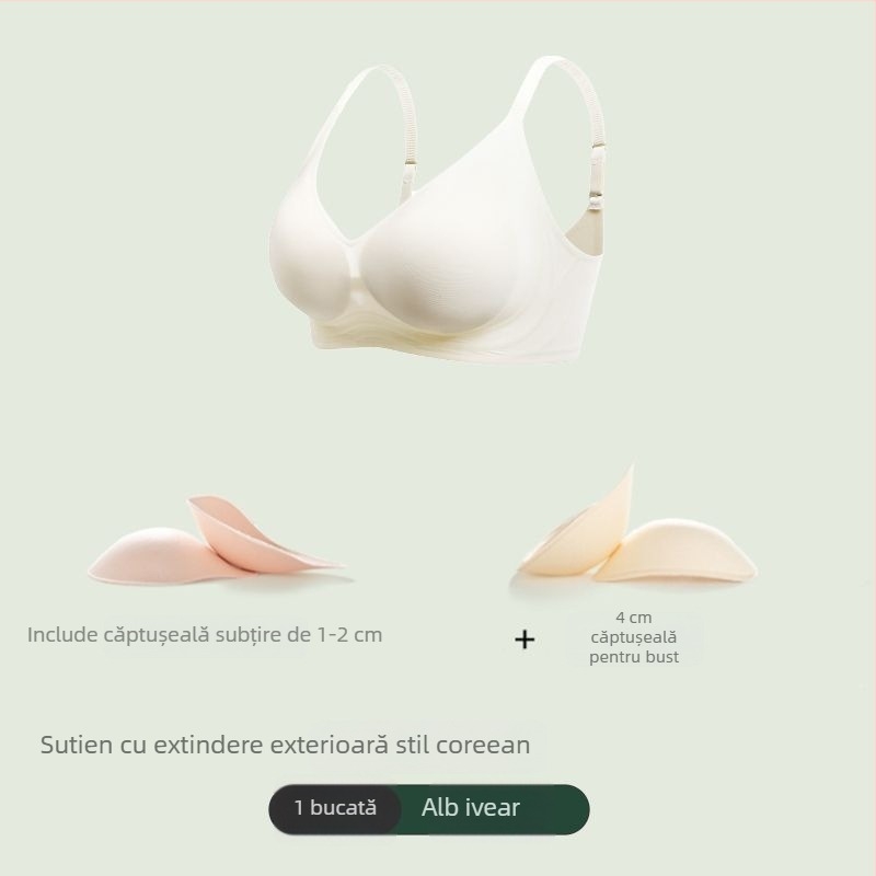 Sutien fără cusături cu extindere laterală de 6 cm și ridicare de 4 cm, inspirație coreeană pentru un bust mai plin, talie mai subțire și modelare a spatelui