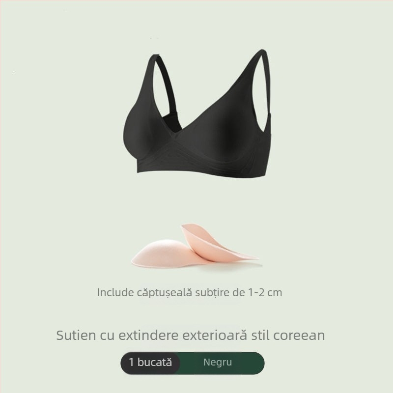 Sutien fără cusături cu extindere laterală de 6 cm și ridicare de 4 cm, inspirație coreeană pentru un bust mai plin, talie mai subțire și modelare a spatelui