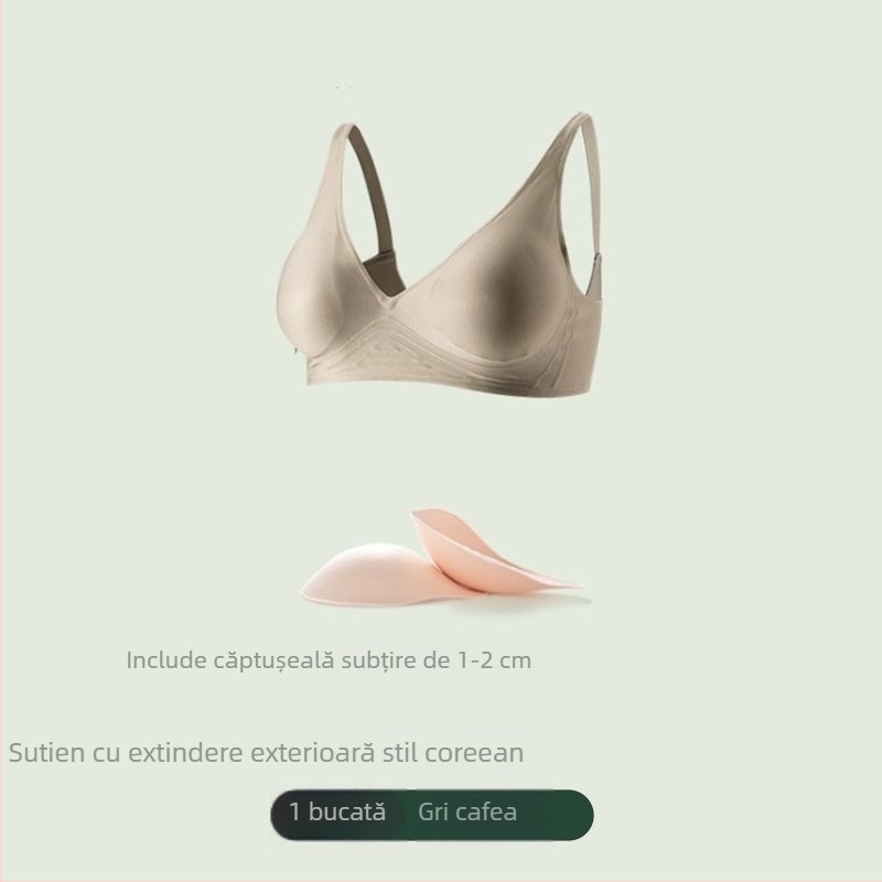 Sutien fără cusături cu extindere laterală de 6 cm și ridicare de 4 cm, inspirație coreeană pentru un bust mai plin, talie mai subțire și modelare a spatelui