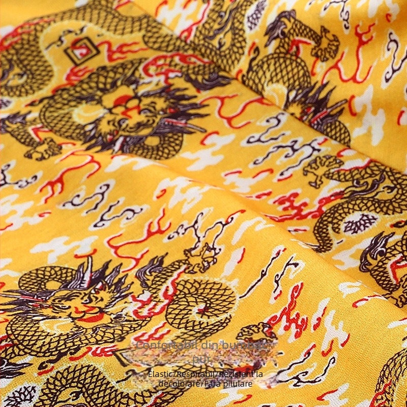 Boxeri bărbați cu model dragon, bumbac 95–100%, talie medie, căptușeală din viscoză