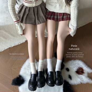 Colanți din nylon, grosime dublă, pentru toamnă-iarnă, căptușeală fleece, ridicare fesier, invizibil, model solid