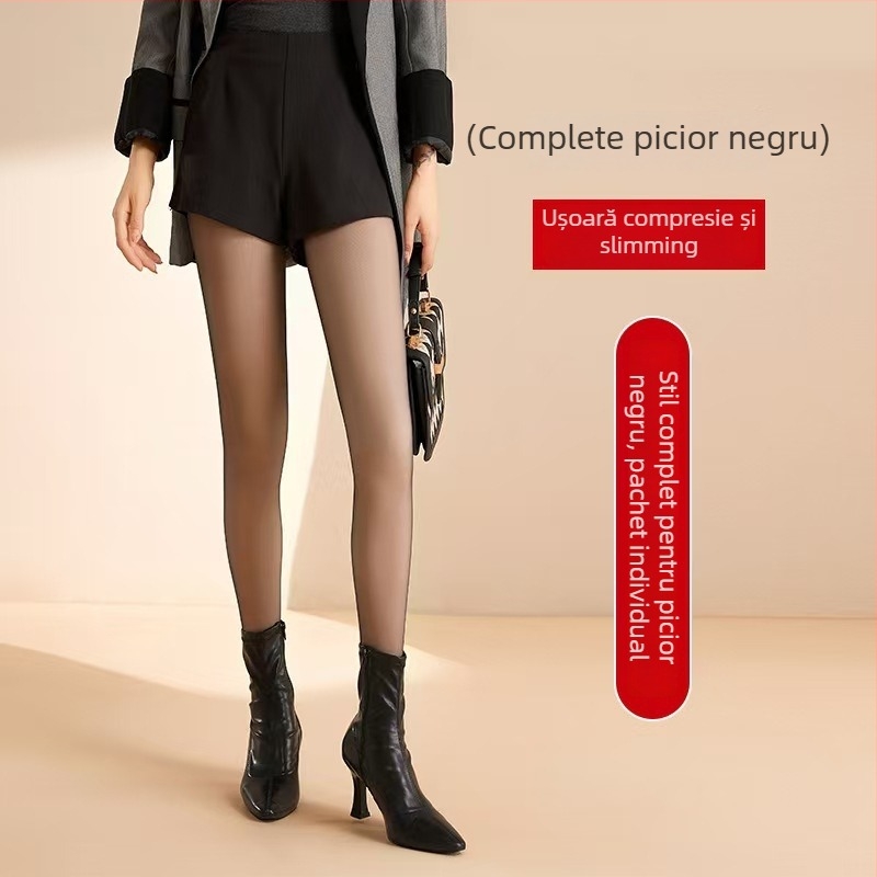 Colanți din nylon, grosime dublă, pentru toamnă-iarnă, căptușeală fleece, ridicare fesier, invizibil, model solid