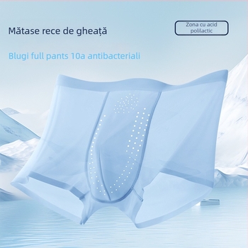Boxeri pentru bărbați, amestec Ice Silk cu nailon; căptușeală în zona inghinală din acid polilactic; talie medie; respirabil, uscare rapidă, antibacterian