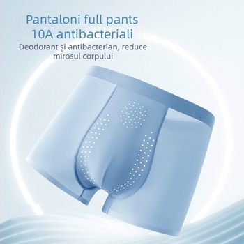 Boxeri pentru bărbați, amestec Ice Silk cu nailon; căptușeală în zona inghinală din acid polilactic; talie medie; respirabil, uscare rapidă, antibacterian