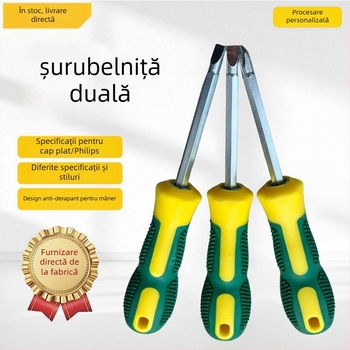 Xiongfeng șurubelniță magnetică din oțel 45#, cu capete cruciforme și plate, cu două capete