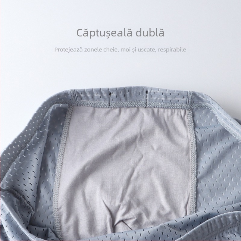 Boxeri pentru bărbați: nylon respirabil, căptușeală din bumbac la zona genitală, talie înaltă, vară, 80–90% nylon