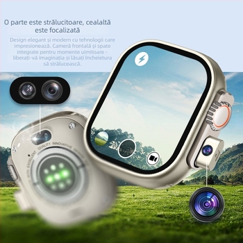 Ceas inteligent HW Ultra 2 Call cu SIM, apeluri video, camere frontale și din spate, poziționare, ecran tactil WeChat, încărcare wireless