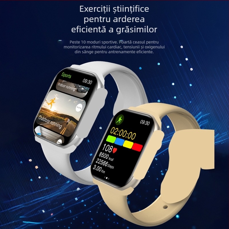 Smartwatch M10/S10 cu monitorizare ritm cardiac, tensiune arterială, saturație de oxigen, monitorizare somn și NFC