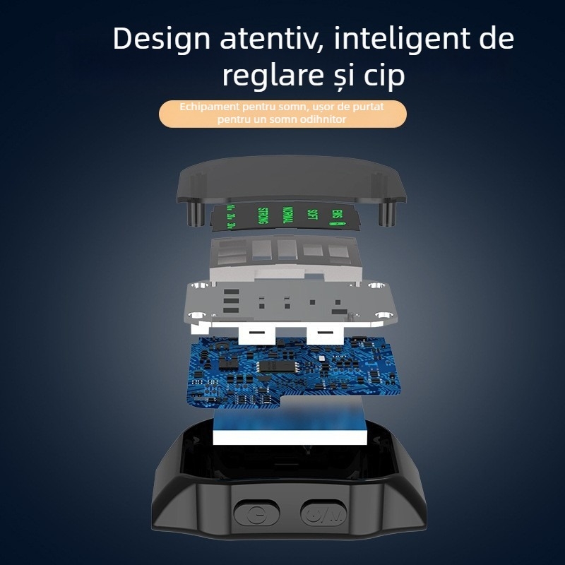 Ceas inteligent cu microcurent pentru somn — afișaj digital, baterie încorporată 100–300 mAh, autonomie peste 12 ore, funcție cronometru