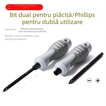 Șurubelniță dublă cu capete Phillips și plat, izolată, din oțel Cr-Mo, magnetică, diametrul șuruburilor 6 mm