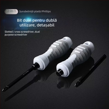 Șurubelniță dublă cu capete Phillips și plat, izolată, din oțel Cr-Mo, magnetică, diametrul șuruburilor 6 mm