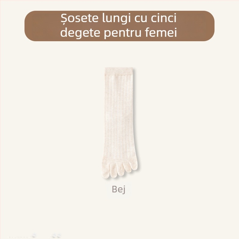 Șosete pentru femei cu degete separate, lungime mid-calf; amestec bumbac (64,4% bumbac, 32,7% poliester, 2,9% spandex); antibacteriale, absorbante de transpirație, deodorante, anti-fricțiune; tricotate cu un singur ac