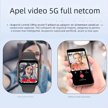 Ceas inteligent pentru copii cu slot SIM, 5G, rezistent la apă, localizare, fotografiere, pedometru, curea din silicon