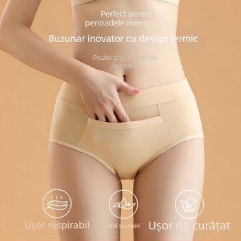 Lenjerie intimă de perioadă din bumbac, căptușeală modală în zona genitală, talie medie, protecție împotriva scurgerilor