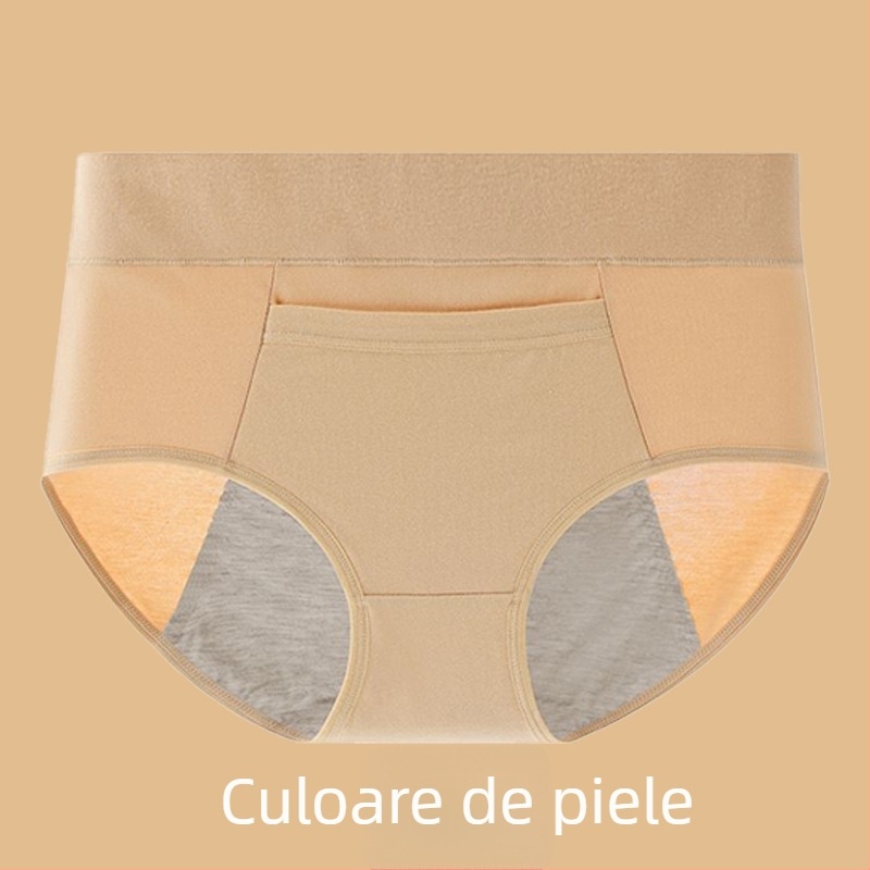 Lenjerie intimă de perioadă din bumbac, căptușeală modală în zona genitală, talie medie, protecție împotriva scurgerilor