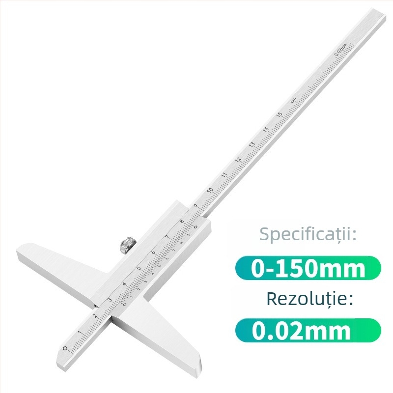 Caliper vernier pentru adânime cu citire, interval 0-150/0-200/0-300/0-500 mm, precizie înaltă