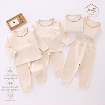 Set pentru copii, două piese, talie înaltă, din bumbac 100%, cu protecție a taliei, țesătură 200 g/m², strat unic, pentru copii 1–3 ani