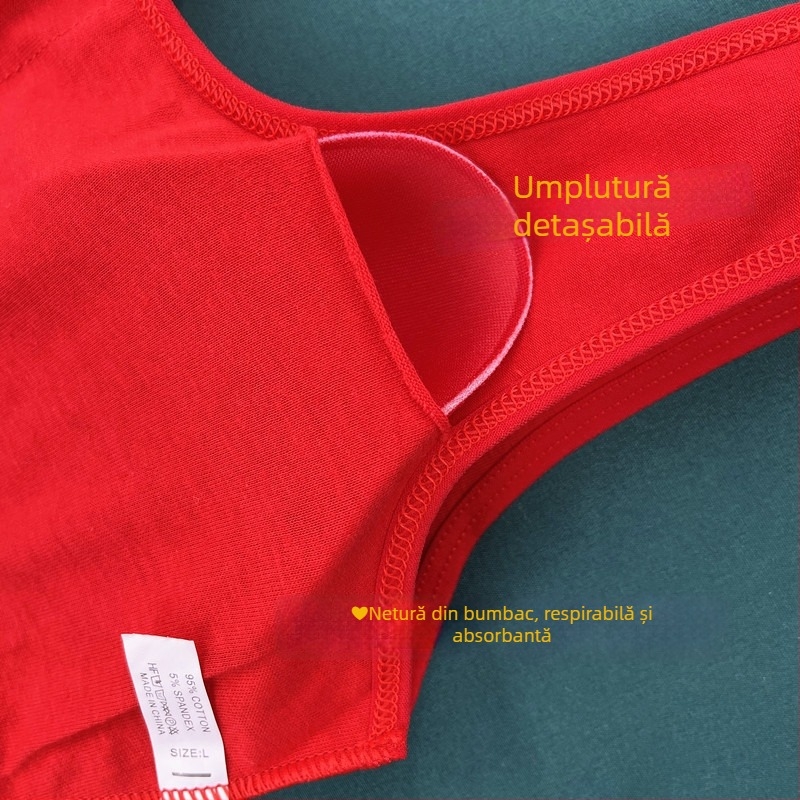 Set de lenjerie pentru fete, din bumbac, cupe pline, cupă subțire modelată, sutien tip vestă, bretele fixe