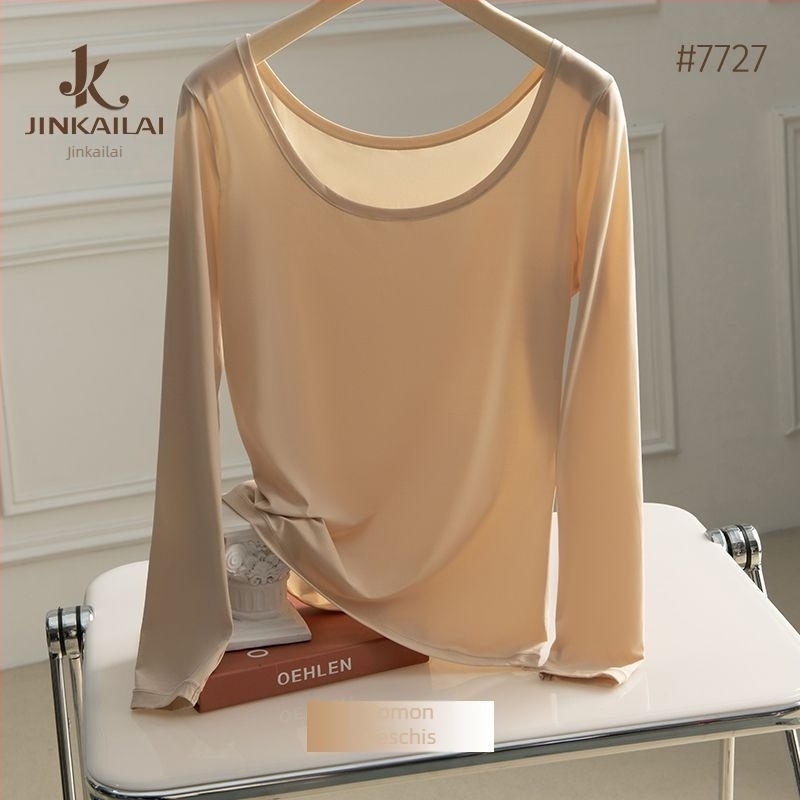 Top de bază termic din nailon, respirabil, antistat, elastic, guler rotund