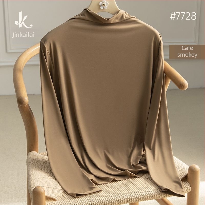 Top de bază termic din nailon, respirabil, antistat, elastic, guler rotund