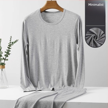 Set de lenjerie termică pentru bărbați din viscoză, țesătură îngroșată, pulover cu guler rotund, croială Slim, 95% viscoză, 5% elastan, grosime țesătură 181-200 g/m²