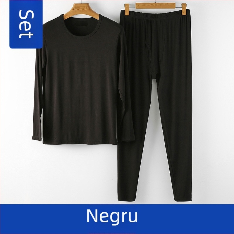 Set de lenjerie termică pentru bărbați din viscoză, țesătură îngroșată, pulover cu guler rotund, croială Slim, 95% viscoză, 5% elastan, grosime țesătură 181-200 g/m²