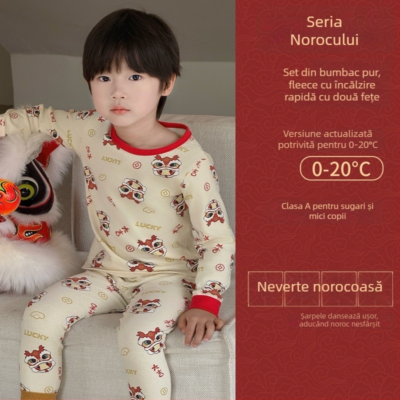 Set de pijamale pentru copii din bumbac combed, pentru Anul Nou, 95% bumbac, greutate a țesăturii 181–200 g/m2, potrivit pentru 4–6 ani