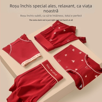 Set de lenjerie din bumbac pentru cuplu – talie medie, căptușeală din viscoză, Anul Șarpelui Benmingnian