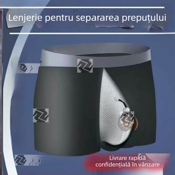 Boxeri de bumbac pentru bărbați, respirabili, talie medie, model 3435841, căptușeală în zona cracului din bumbac