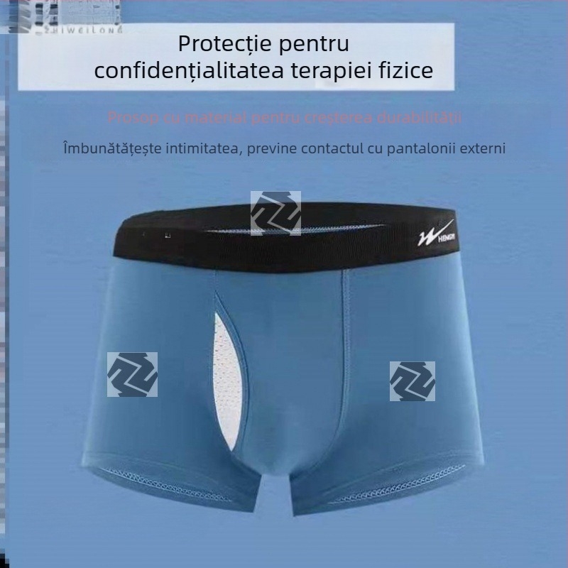 Boxeri de bumbac pentru bărbați, respirabili, talie medie, model 3435841, căptușeală în zona cracului din bumbac