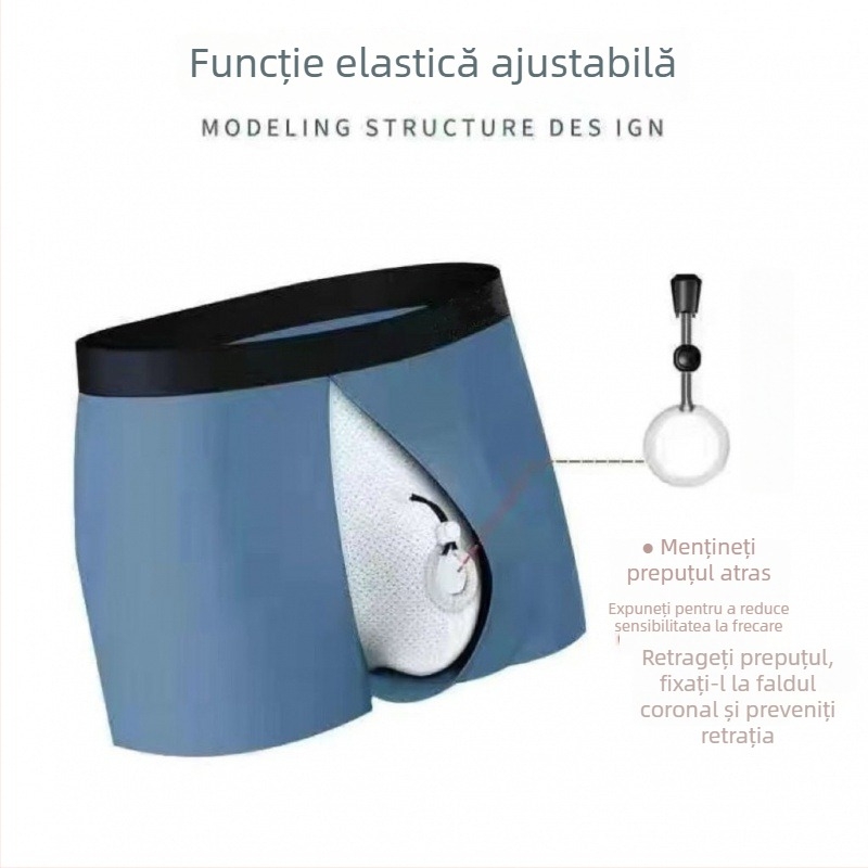 Boxeri de bumbac pentru bărbați, respirabili, talie medie, model 3435841, căptușeală în zona cracului din bumbac