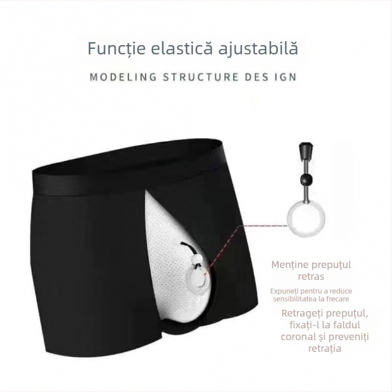 Boxeri de bumbac pentru bărbați, respirabili, talie medie, model 3435841, căptușeală în zona cracului din bumbac