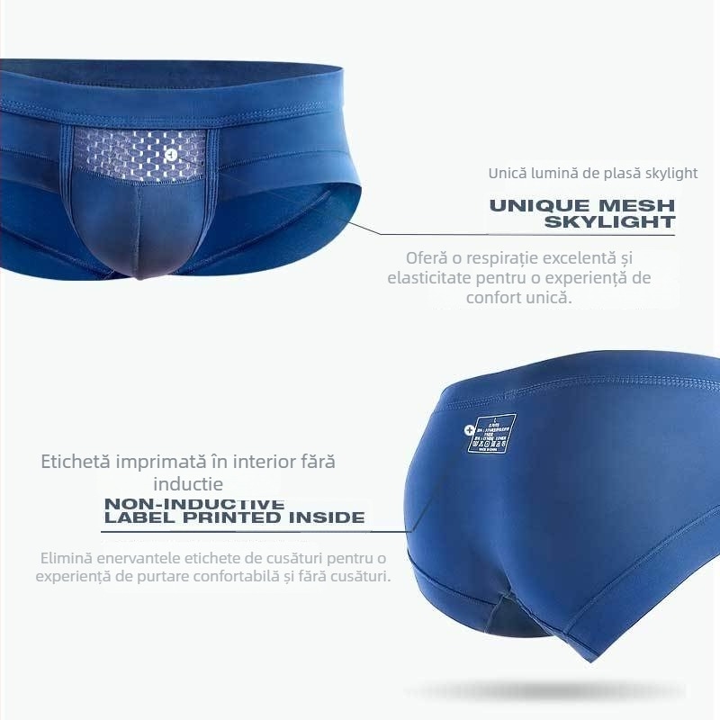 Boxeri bărbați din fibră de celuloză regenerată, respirabili, tricotate, talie joasă, fără cusături