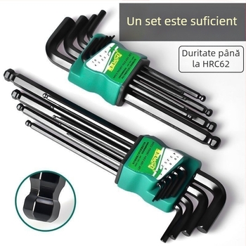 Set de chei hexagonale (Allen), 9 piese, în formă de L, cap intern hexagonal