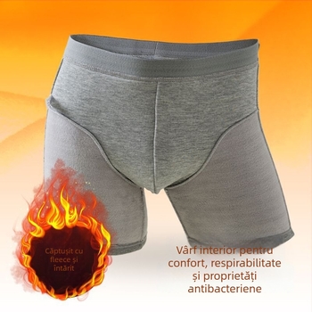 Lenjerie termică bărbătească din bumbac, lungi, talie medie, antibacterian, căptușeală din bumbac