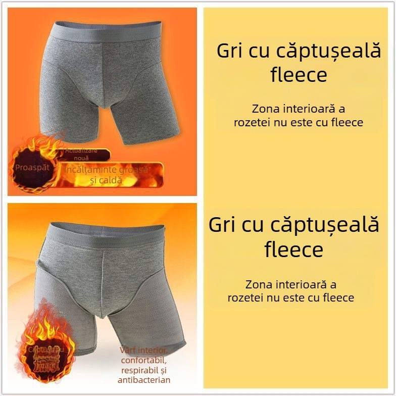 Lenjerie termică bărbătească din bumbac, lungi, talie medie, antibacterian, căptușeală din bumbac