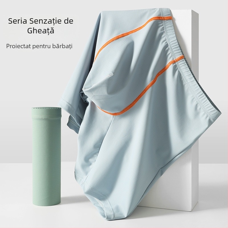 Boxeri Ice Silk pentru bărbați, picioare mai lungi, talie medie, din nylon, respirabili, uscare rapidă