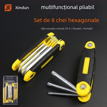 Xinton Set pliabil de chei Allen – chei hexagonale interne, oțel crom-vanadiu, mărimi metrice și imperiale