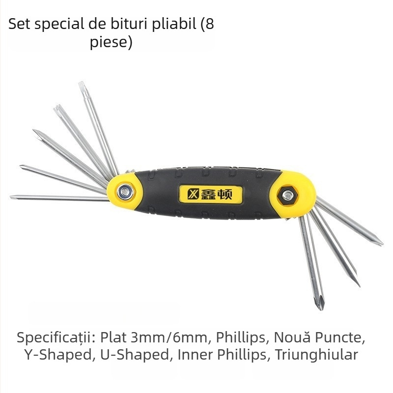 Xinton Set pliabil de chei Allen – chei hexagonale interne, oțel crom-vanadiu, mărimi metrice și imperiale