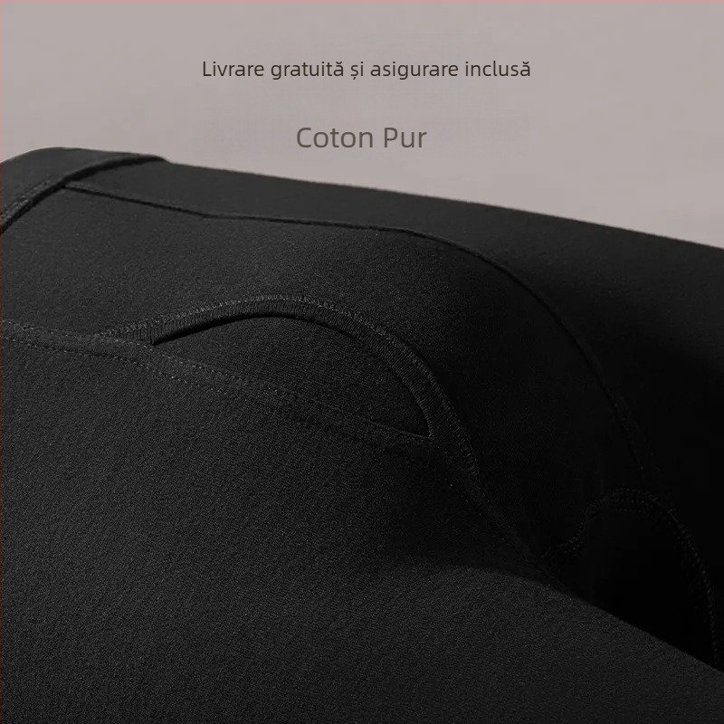 Pantaloni termici pentru bărbați din 100% bumbac, căptușiți cu fleece, croială Slim, calzi, material gros 201-250 g/m2