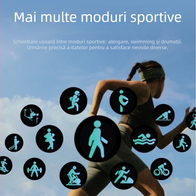 Ceas inteligent cu ecran AMOLED, cip W527 flagship, autonomie baterie sub 7 zile, rezistență la apă, monitorizare ritm cardiac și saturație a oxigenului din sânge