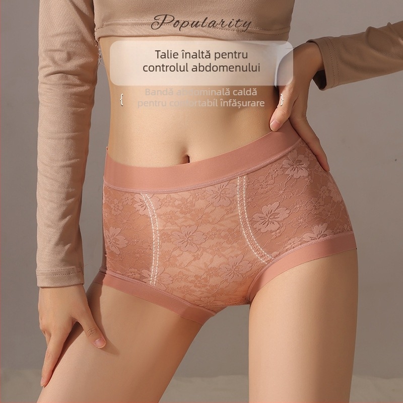 Chiloți femei talie înaltă din nailon, controlul abdomenului și ridicare fesieri, material tricotat, căptușeală din viscoză