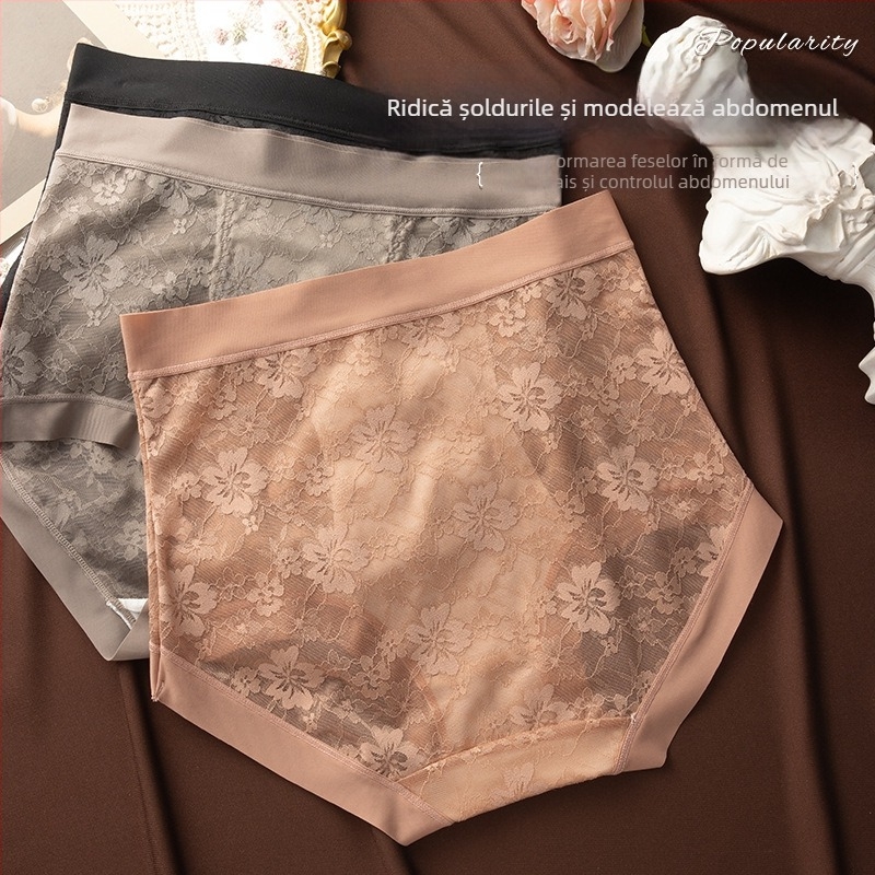 Chiloți femei talie înaltă din nailon, controlul abdomenului și ridicare fesieri, material tricotat, căptușeală din viscoză